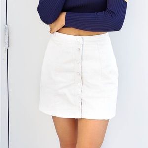 Ivory Corduroy Button Mini Skirt